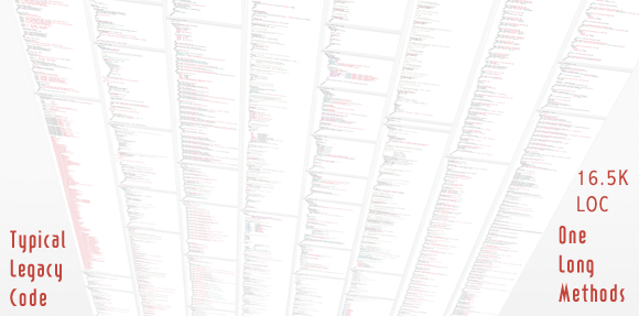 Code lines illustrating legacy software complexity.